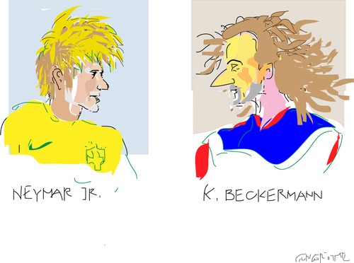 Cartoon: Neymar jr. and K.Beckermann (medium) by gungor tagged brazil2014