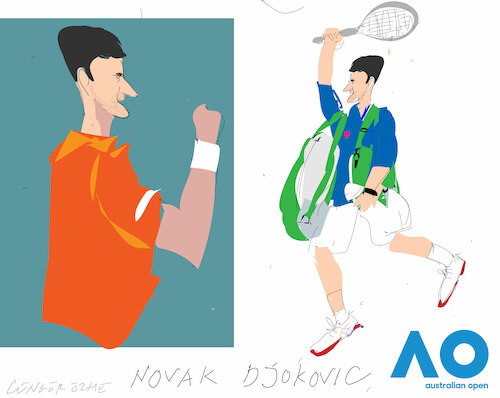 Cartoon: Novak Djokovic (medium) by gungor tagged serbian,tennis,player,serbian,tennis,player
