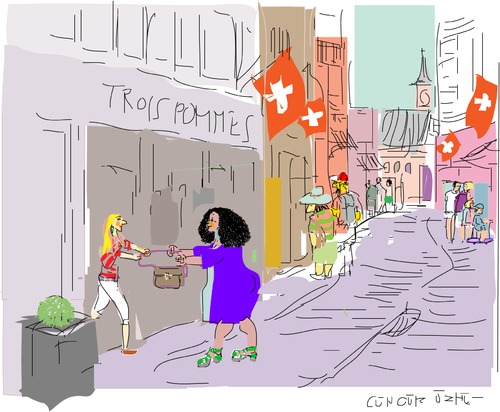 Cartoon: Oprah et Trois Pommes (medium) by gungor tagged switzerland