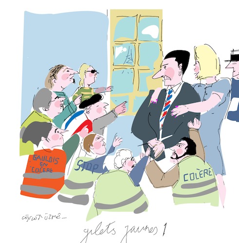 Cartoon: Yellow vests 1 (medium) by gungor tagged france,france,frankreich,gelbe,westen,proteste,macron