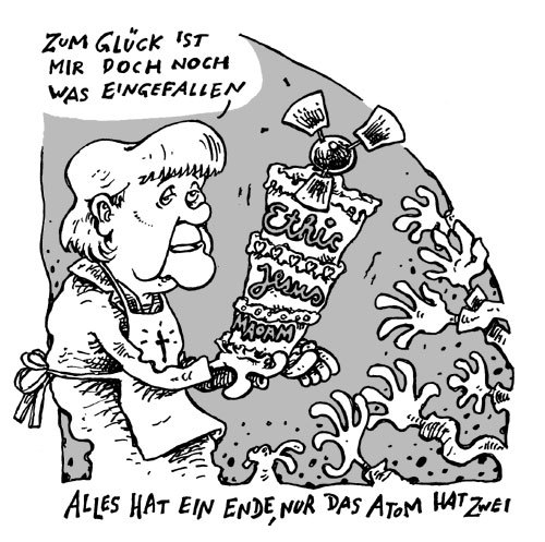 Cartoon: Energie und Ethik (medium) by JP tagged merkel,ethik,atom,atomkraft,akw,kommission