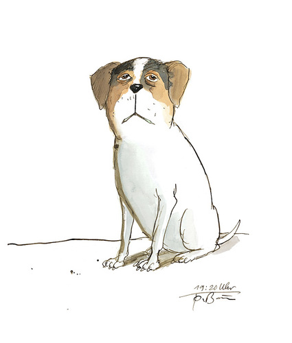 Cartoon: 19 Uhr 20 (medium) by Peter Bauer tagged hund,zeit,peter,bauer,uhrzeit