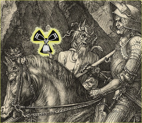 Cartoon: apocalyptic hourglass (medium) by Summa summa tagged ritter,dürer,albrecht,tod,und,teufel,atom