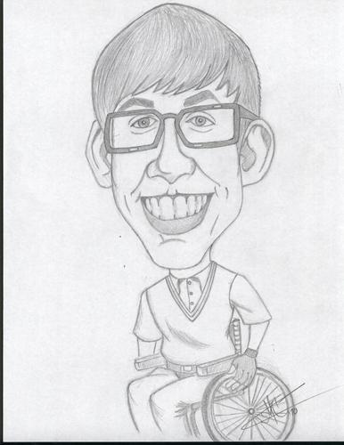 Cartoon: Kevin McHale    Artie Abrams (medium) by astrocaricaturas tagged kevin,mchale,artie,abrams