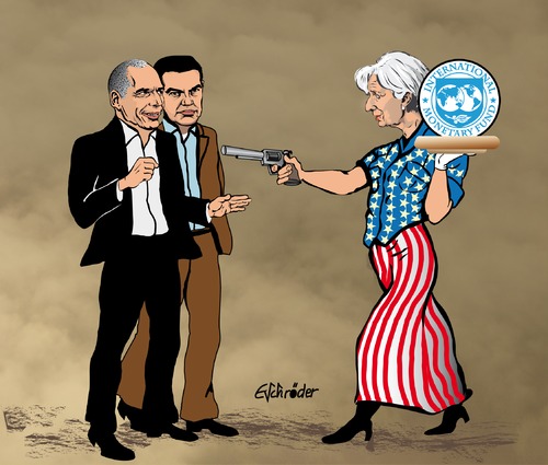 Cartoon: IWF Angebote (medium) by ESchröder tagged griechenlandkrise,europa,euro,hilfsgelder,troika,iwf,eurogruppe,brüssel,tsipras,varoufakis,lagarde,referendum,staatsinsolvenz