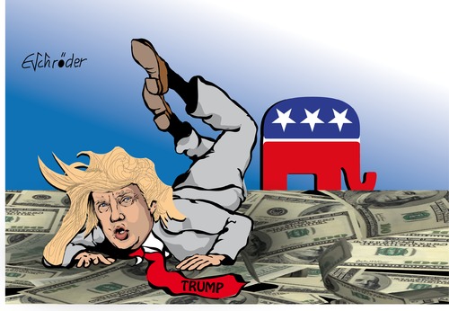 Cartoon: Kandidat 0 (medium) by ESchröder tagged donald,trump,immobilienmogul,präsidentschaftswahlkampf,führe,egoman,republikaner,tower