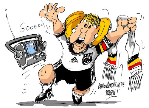 Cartoon: Angela Merkel fudbol (medium) by Dragan tagged angela,merkel,bild,der,frau,alemania,futbol,cartoon