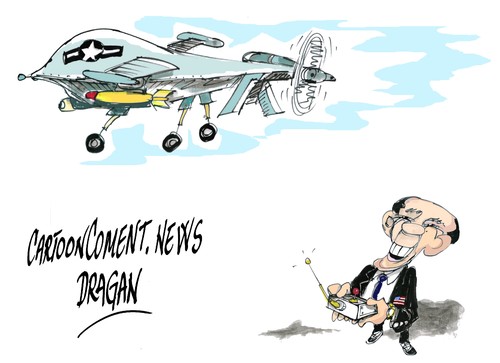Cartoon: Barack Obama drones (medium) by Dragan tagged barack,obama,yemen,somalia,pakistan,eeuu,drones,arma,gerra,cartoon,politic