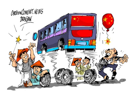 Cartoon: China-autobus de Taiyuan (medium) by Dragan tagged china,autobus,taiyuan,xinhua,sabotaje,politics,cartoon