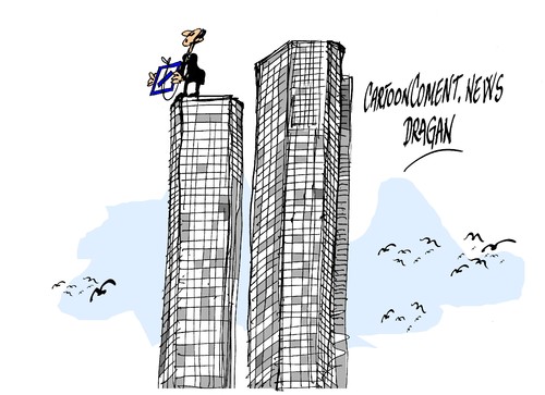 Cartoon: Deutsche Bank-dificultad (medium) by Dragan tagged deutsche,bank,frankfurt,alemania,negocio