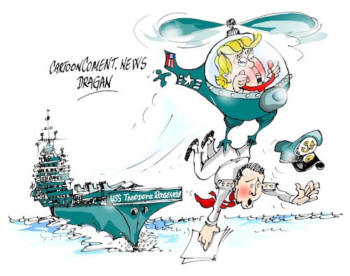 Cartoon: Donald Trump-Brett Crozier (medium) by Dragan tagged donald,trump,brett,crozier,pandemia,coronavirus