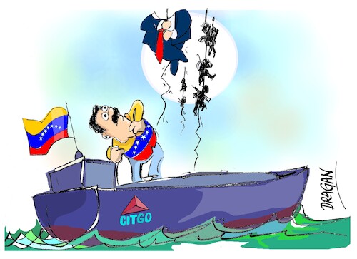 Cartoon: Donald Trump-CITGO (medium) by Dragan tagged donald,trump,venezuela,petrolerocitgo