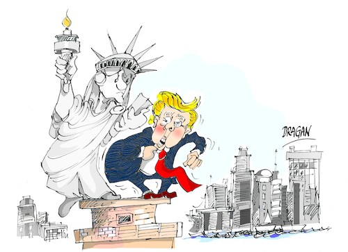 Cartoon: Donald Trump-libertad (medium) by Dragan tagged donald,trump,libertad,eeuu,sad,corte