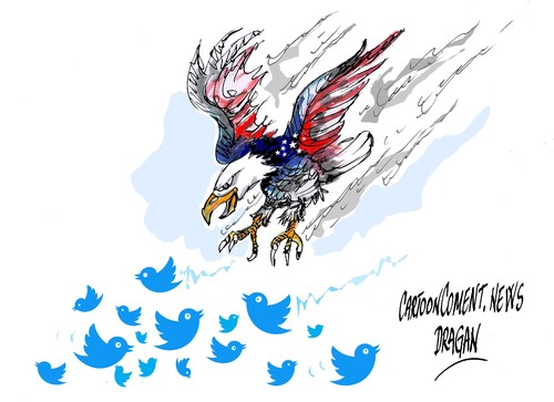 Cartoon: EEUU Twitter (medium) by Dragan tagged eeuu,twitter,estados,unidos,espionaje,europa,alemanija,politics,cartoon