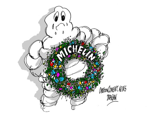 Cartoon: Francois Michelin-1926-2015 (medium) by Dragan tagged francois,michelin,neumatocos,cartoon