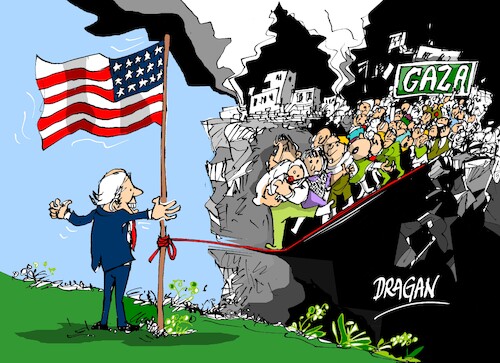 Cartoon: Joe Biden-puerto temporal (medium) by Dragan tagged joe,biden,gaza,palestinos