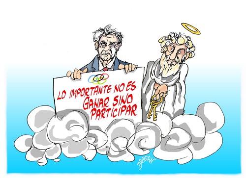Cartoon: Juan Antonio Samaranch (medium) by Dragan tagged juan,antonio,samaranch,coi,comite,olimpico,internacional