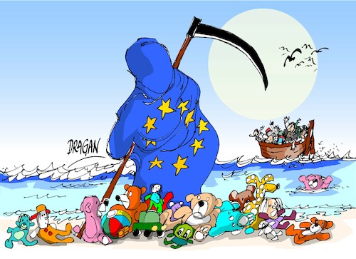 Cartoon: migrantes-costa Calabria (medium) by Dragan tagged migrantes,costa,calabria