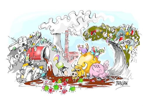 Cartoon: naturaleza- COVID-19 (medium) by Dragan tagged naturaleza,covid,19,coronavirus