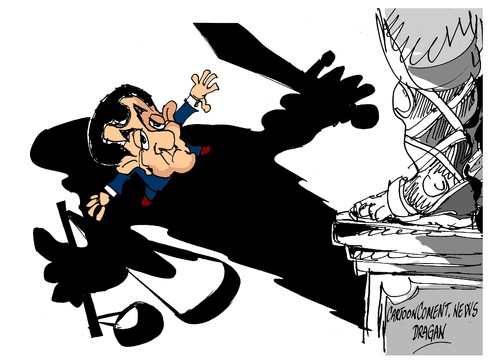 Cartoon: Nicolas Sarkozy-sombra (medium) by Dragan tagged nicolas,sarkozy,justicia,francia,politics,cartoon