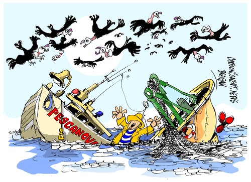 Cartoon: Pescanova-urgente (medium) by Dragan tagged pescanova,deuda,cricis,economica,cartoon
