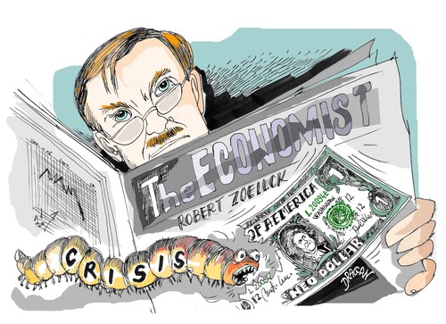 Cartoon: Robert Zoellick (medium) by Dragan tagged robert,zoellick,banco,mundial,crisis,politics