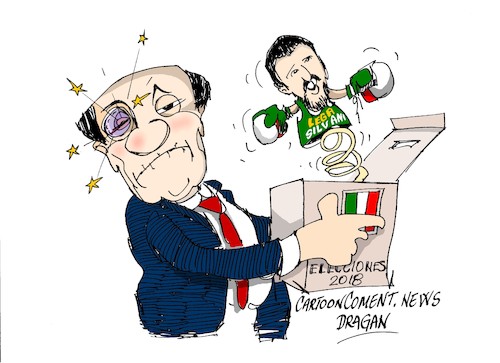 Cartoon: Silvio Berlusconi-Matteo Salvini (medium) by Dragan tagged silvio,berlusconi,matteo,salvini,italia,forza,la,liga