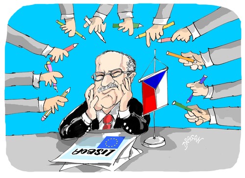 Cartoon: Vaclav Klaus (medium) by Dragan tagged jef,vaclav,klaus,republica,checa,tratado,de,lisboa,union,europea,politics