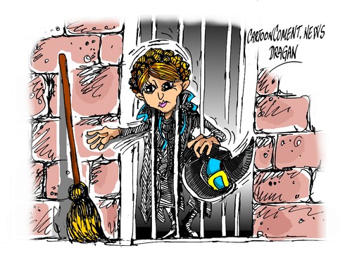 Cartoon: Yulia Timoshenko-salida (medium) by Dragan tagged ucraina,timoshenko,yulia,kiev,union,europea,rusia,politics,cartoon