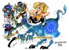 Cartoon: Angela Merkel-troica (small) by Dragan tagged angela,merkel,grecia,alemania,union,europea,ue,fondo,monetario,internacional,fmi,banco,central,europeo,bce,politics,cartoon