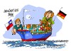 Cartoon: Bachelet-Merkel (small) by Dragan tagged bachelet,merkel,chile,alemania,negocio,cartoon