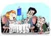 Cartoon: Merkel- Sarkozy- Blair (small) by Dragan tagged palacio,del,eliseo,merkel,sarkozy,blair,union,europea,politics