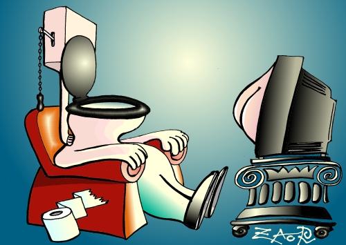 Cartoon: culture and television2 (medium) by johnxag tagged garbage,rubbish,culture,tv,trash