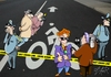 Cartoon: crime scene (small) by johnxag tagged bicycle,bike,lane,road,accident,crime,police