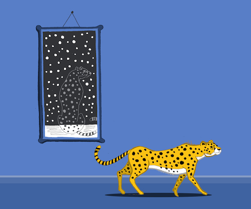 Cartoon: Cheetah and the Winter... (medium) by berk-olgun tagged cheetah,and,the,winter