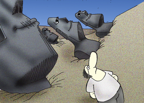 Cartoon: Easter Island.. (medium) by berk-olgun tagged easter,island