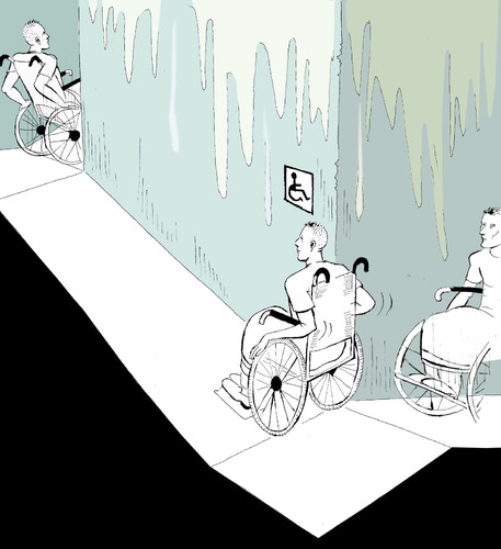 Cartoon: Escher and a Disabled Person... (medium) by berk-olgun tagged escher,and,disabled,person