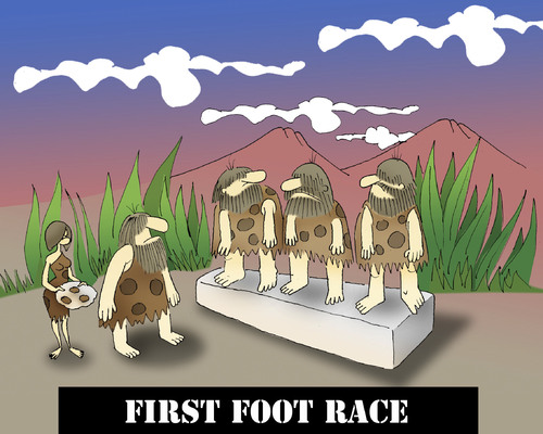 Cartoon: First Foot Race... (medium) by berk-olgun tagged first,foot,race