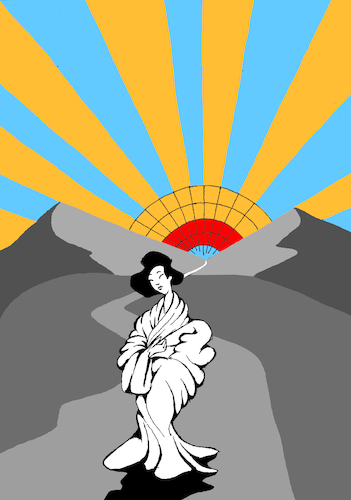 Cartoon: Geisha Fan... (medium) by berk-olgun tagged geisha,fan