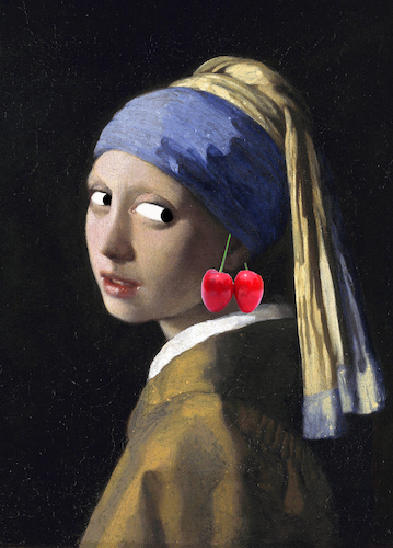 Cartoon: Girl with a Cherry Earring... (medium) by berk-olgun tagged girl,with,cherry,earring