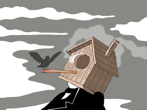 Cartoon: Hitchcock House... (medium) by berk-olgun tagged hitchcock,house