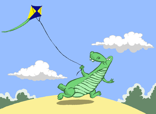 Cartoon: Kite Tail... (medium) by berk-olgun tagged lizard