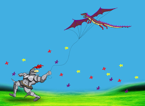Cartoon: Knight and Kite... (medium) by berk-olgun tagged kite