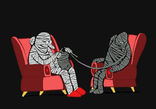 Cartoon: Knitting Mummy... (medium) by berk-olgun tagged knitting,mummy