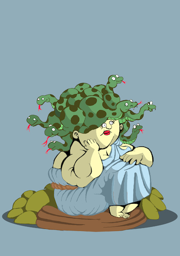 Cartoon: Medusa... (medium) by berk-olgun tagged medusa