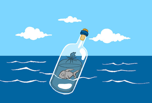 Cartoon: Message in a Bottle... (medium) by berk-olgun tagged message,in,bottle