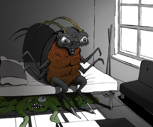 Cartoon: Monster Under My Bed... (medium) by berk-olgun tagged monster,under,my,bed