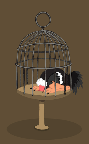 Cartoon: Ostrich Cage... (medium) by berk-olgun tagged ostrich,cage