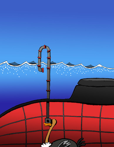 Cartoon: Ostrich Submarine... (medium) by berk-olgun tagged ostrich,submarine