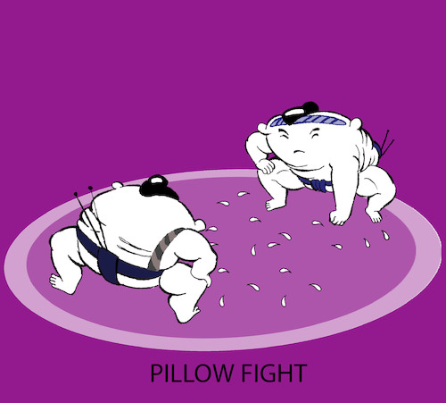 Cartoon: Pillow Fight... (medium) by berk-olgun tagged pillow,fight